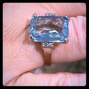 NEW Aqua blue Topaz Cz crystal ring